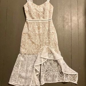 White Lace Asymmetrical Mermaid Dress